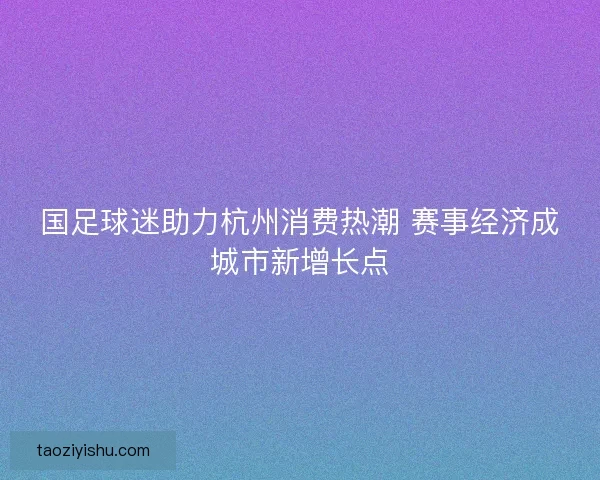 国足球迷助力杭州消费热潮 赛事经济成城市新增长点